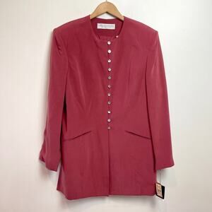 Vintage 90s Silk Blazer Sz 14 Longline Quiet Luxury Minimalist NWT Deadstock